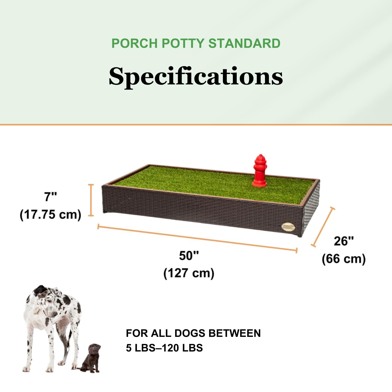 Porch Potty Standard, Self-Draining Dog Potty With Premium Artificial Dog Grass Pads For Potty Training, Indoor/Outdoor Use, Per